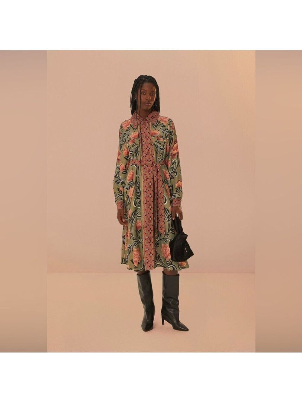 Farm Rio Arabesque Floral Green Midi Dress